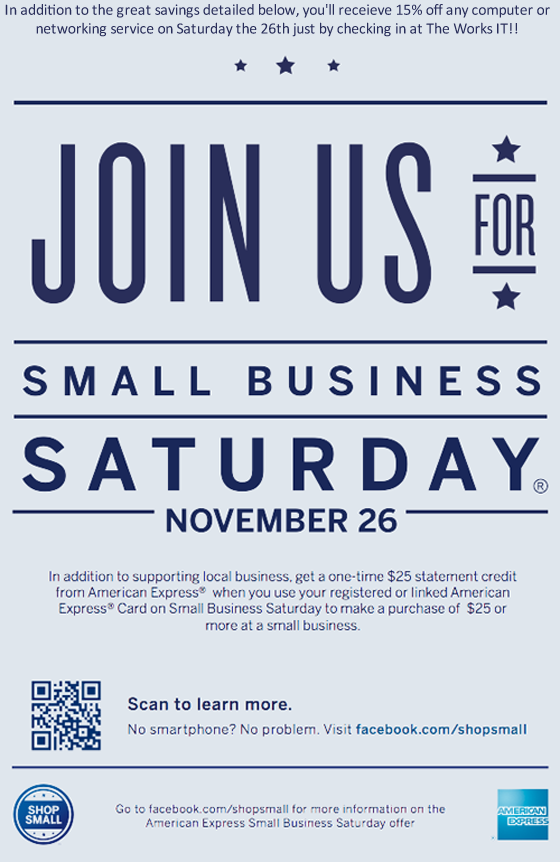 Join Us On November 26th For Small Business Saturday